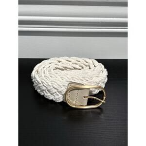 Vineyard Vines Women's Marshmellow White Braided Rope Belt, Size M (29-31 in)